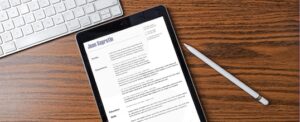 Resume displayed on iPad