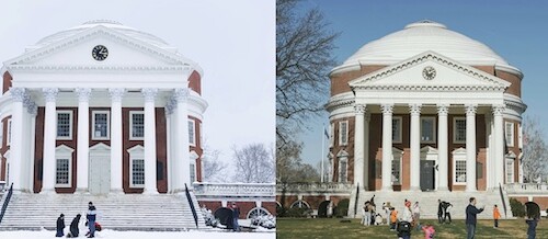 campus photos in different seasons as during a revisit